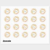 Pastel Oranje pioenenkrans | liefdesbrief Ronde Sticker (Vel)