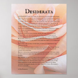Pastel Oranje Roos en Desiderata Gedicht Poster