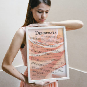 Pastel Oranje Roos en Desiderata Poem Poster
