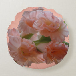 Pastel Oranje roze Gladioli Cust. Sierkussen Rond Kussen
