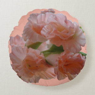 Pastel Oranje roze Gladioli Cust. Sierkussen Rond Kussen