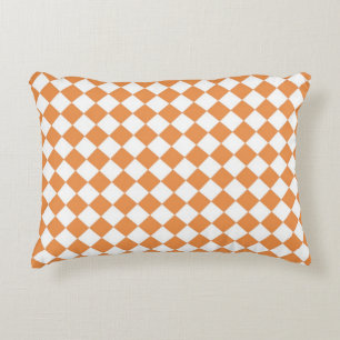Pastel Oranje Ruit Schaakbord patroon Decoratief Kussen