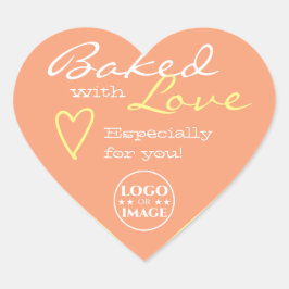 Pastel Oranje Simple Made Love Heart Logo Cute Hart Sticker