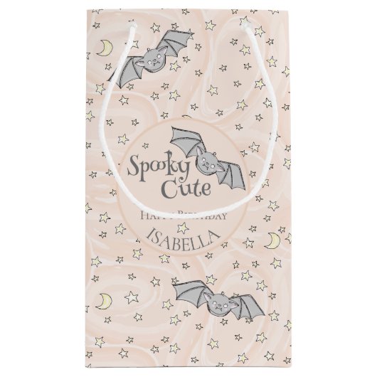 Pastel Oranje vleermuizen Spooky Schattige Klein Cadeauzakje (Achterkant)