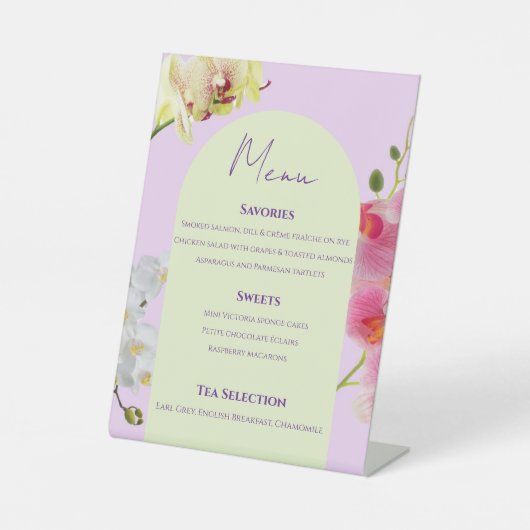 Pastel Orchide Menu Bord Reclamebord Met Voetstuk (Voorkant)