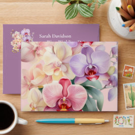 Pastel Orchideeën Elegante Trouwomslagen Envelop