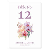 Pastel Orchideeën Waterverf Bruiloft Tafel Nummer Kaart (Achterkant)