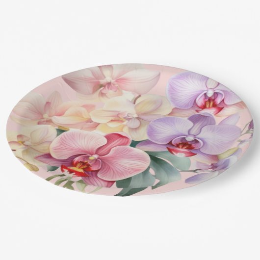 Pastel Orchids Elegant Huwelijk Papieren Bordje (Gekanteld)