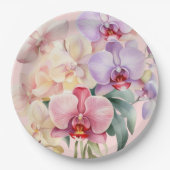 Pastel Orchids Elegant Huwelijk Papieren Bordje (Voorkant)