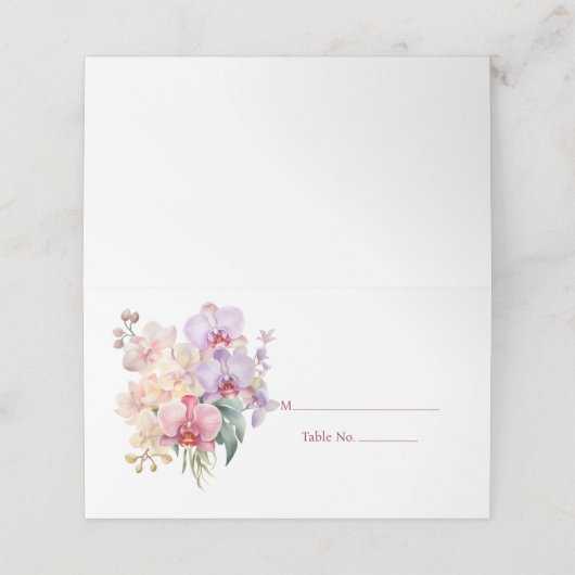 Pastel Orchids Gasttafel Nummer Plaats Kaart Plaatskaartje (Buitenkant ongevouwen)