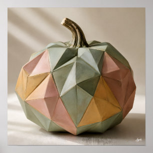 Pastel Origami Vouw Pompoen Poster