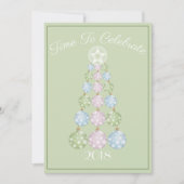 Pastel Ornamenten Abstracte Kerstboom Feestje Kaart (Voorkant)