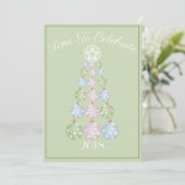 Pastel Ornamenten Abstracte Kerstboom Feestje Kaart (Staand voorkant)