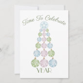 Pastel Ornamenten Moderne kerstboomfeest Kaart (Voorkant)