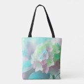 Pastel Orthensia geschilderde bloem, Bijbel citaat Tote Bag (Achterkant)
