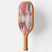 Pastel Oud Houten Rood Blad Patroon Pickleball Paddle (Links)