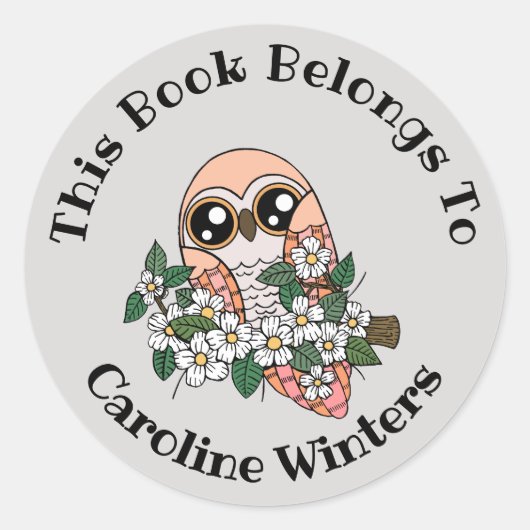 Pastel Owl Book Label (Voorkant)
