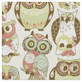 Pastel Owl Group Fabric Stof