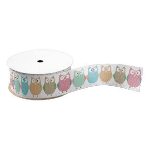 Pastel Owls op Parade Grosgrain Lint