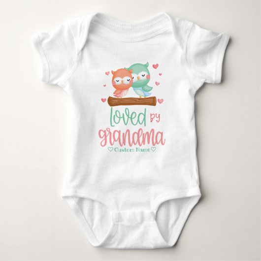 Pastel Owls | Van oma gehouden - Grandchild Gift Romper (Voorkant)