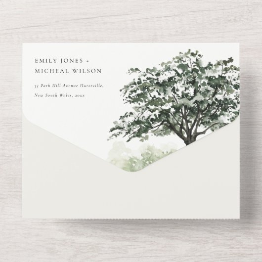 Pastel Paar Floral Tuin Bouw Botanische bruiloft All In One Uitnodiging (Achterkant)