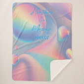 Pastel Paar Naam Romeinse Numerieke Datum LG. knuf Sherpa Deken (Voorkant)