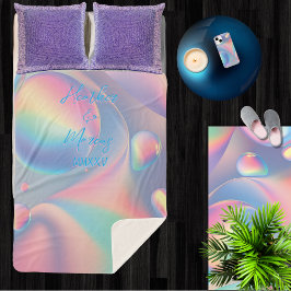 Pastel Paar Naam Romeinse Numerieke Datum LG. knuf Sherpa Deken