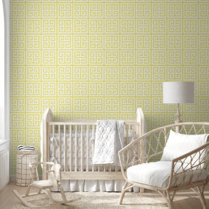 Pastel Paardenbloem Geel en Witte Grote Griekse Sl Behang