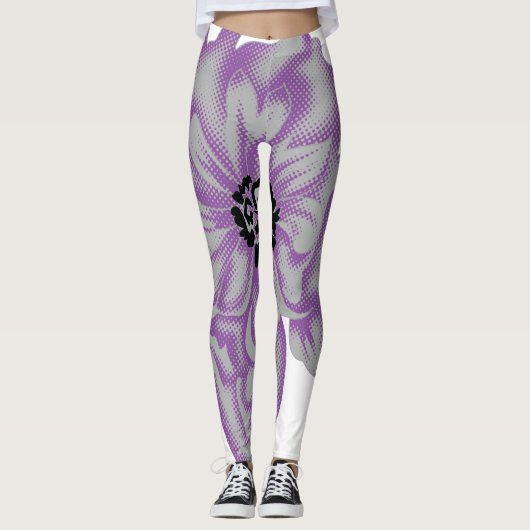 Pastel-Paars, Amethyst Smoke artificial flower De Leggings (Voorkant)
