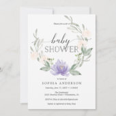 Pastel Paars Baby shower Uitnodiging (Voorkant)