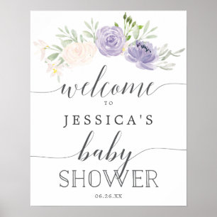 Pastel Paars Baby shower Welkomstteken Poster