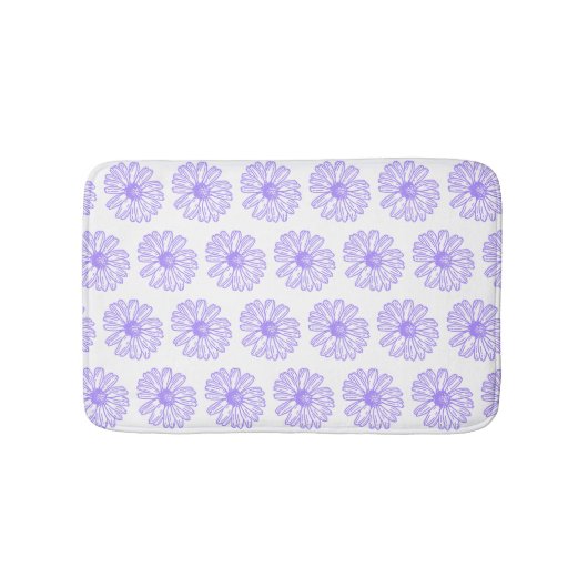 Pastel Paars Daisy Flower Print, Hippie Floral Badmat (Voorkant)