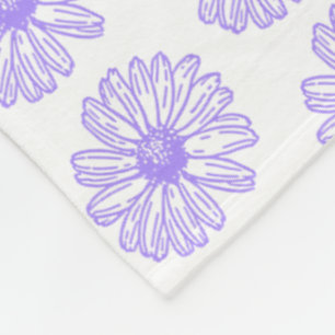 Pastel Paars Daisy Flower Print, Hippie Floral Fleece Deken