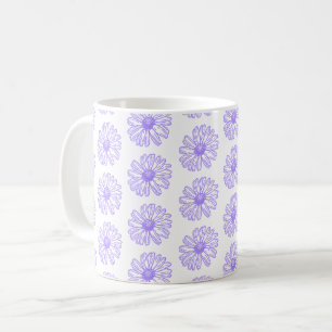 Pastel Paars Daisy Flower Print, Hippie Floral Koffiemok