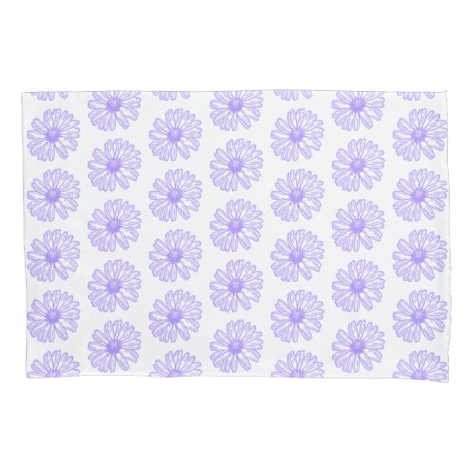 Pastel Paars Daisy Flower Print, Hippie Floral Kussensloop (Voorkant)