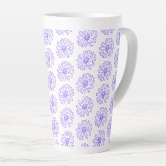 Pastel Paars Daisy Flower Print, Hippie Floral Latte Mok (Rechterhoek)