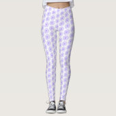 Pastel Paars Daisy Flower Print, Hippie Floral Leggings (Voorkant)