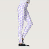 Pastel Paars Daisy Flower Print, Hippie Floral Leggings (Rechts)