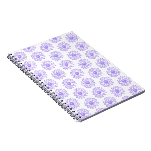 Pastel Paars Daisy Flower Print, Hippie Floral Notitieboek (Rechterzijde)