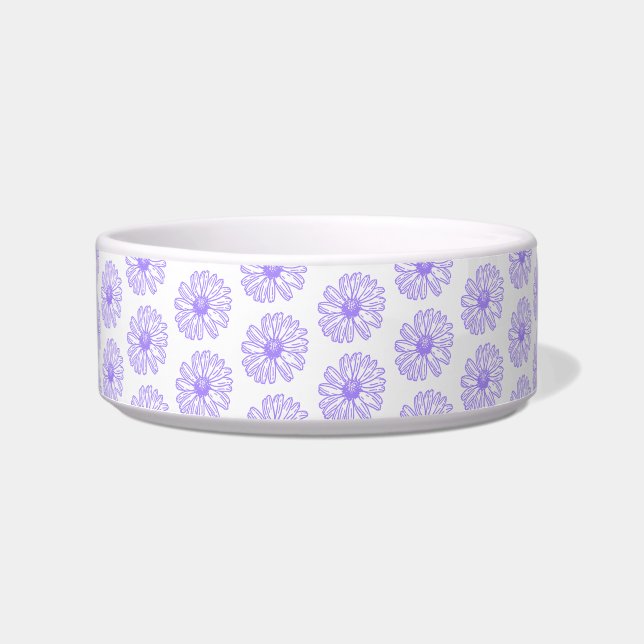 Pastel Paars Daisy Flower Print, Hippie Floral Voerbakje (Voorkant)