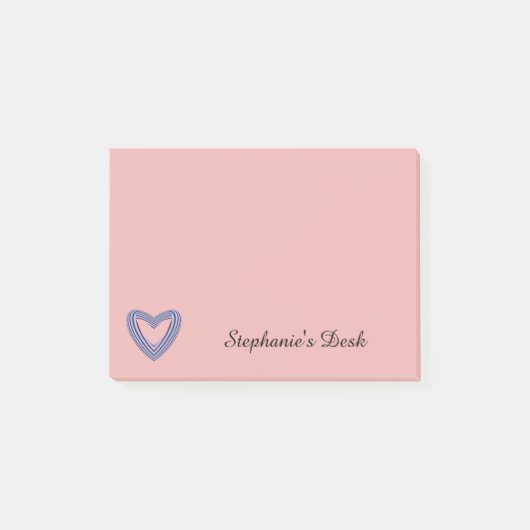 Pastel Paars en Blauw met Zwarte Hart Post-it® Notes (Voorkant)