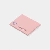 Pastel Paars en Blauw met Zwarte Hart Post-it® Notes (Schuin)