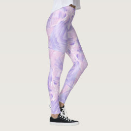 Pastel Paars en Roze Waterverf Abstract Marmer Leggings