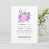 Pastel Paars en Silver Reduced Wedding Guest List Aankondiging (Staand voorkant)