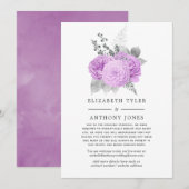Pastel Paars en Silver Reduced Wedding Guest List Aankondiging (Voorkant / Achterkant)