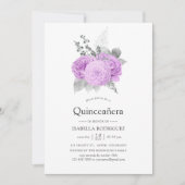 Pastel Paars en Silver  Roos Quinceañera Kaart (Voorkant)