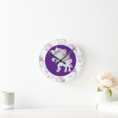 Pastel Paars en witte unicorn acrylwandklok Ronde Klok (Huis)