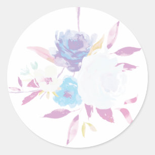 Pastel Paars Floral Waterverf Sticker
