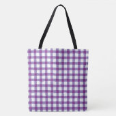 Pastel Paars Gingham Check Patroon Tote Bag (Voorkant)