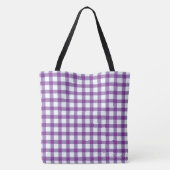 Pastel Paars Gingham Check Patroon Tote Bag (Achterkant)